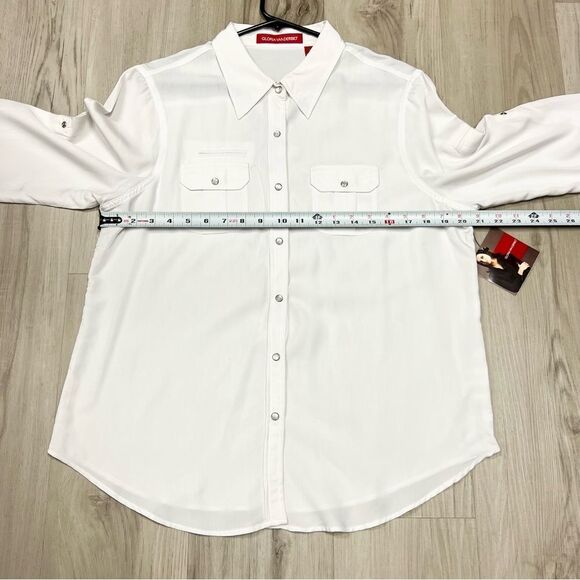 Vintage 2000’s Gloria Vanderbilt White Casual Button Down Shirt Sz L - Picture 5 of 11